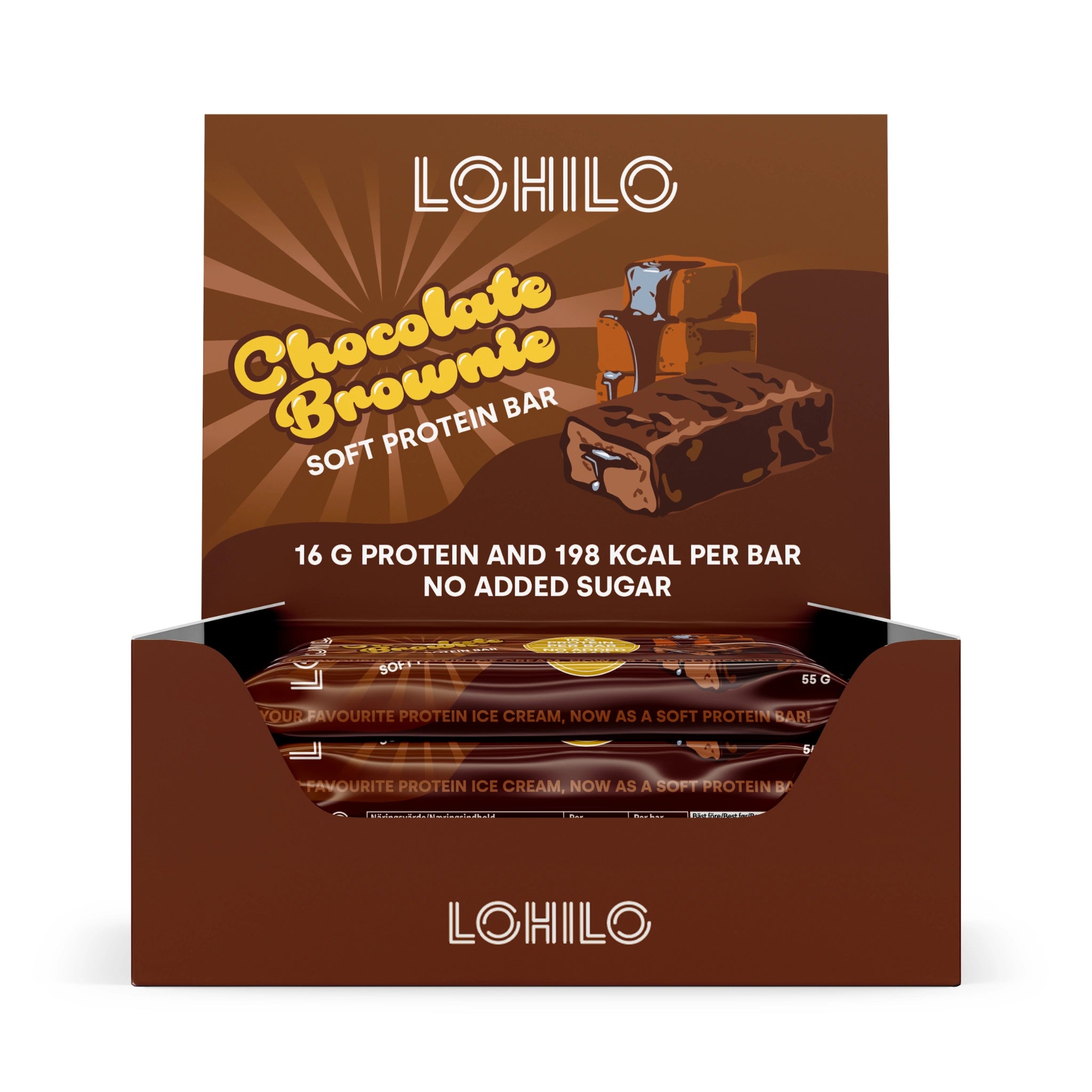 LOHILO Chocolate Brownie Protein Bar Box of 12