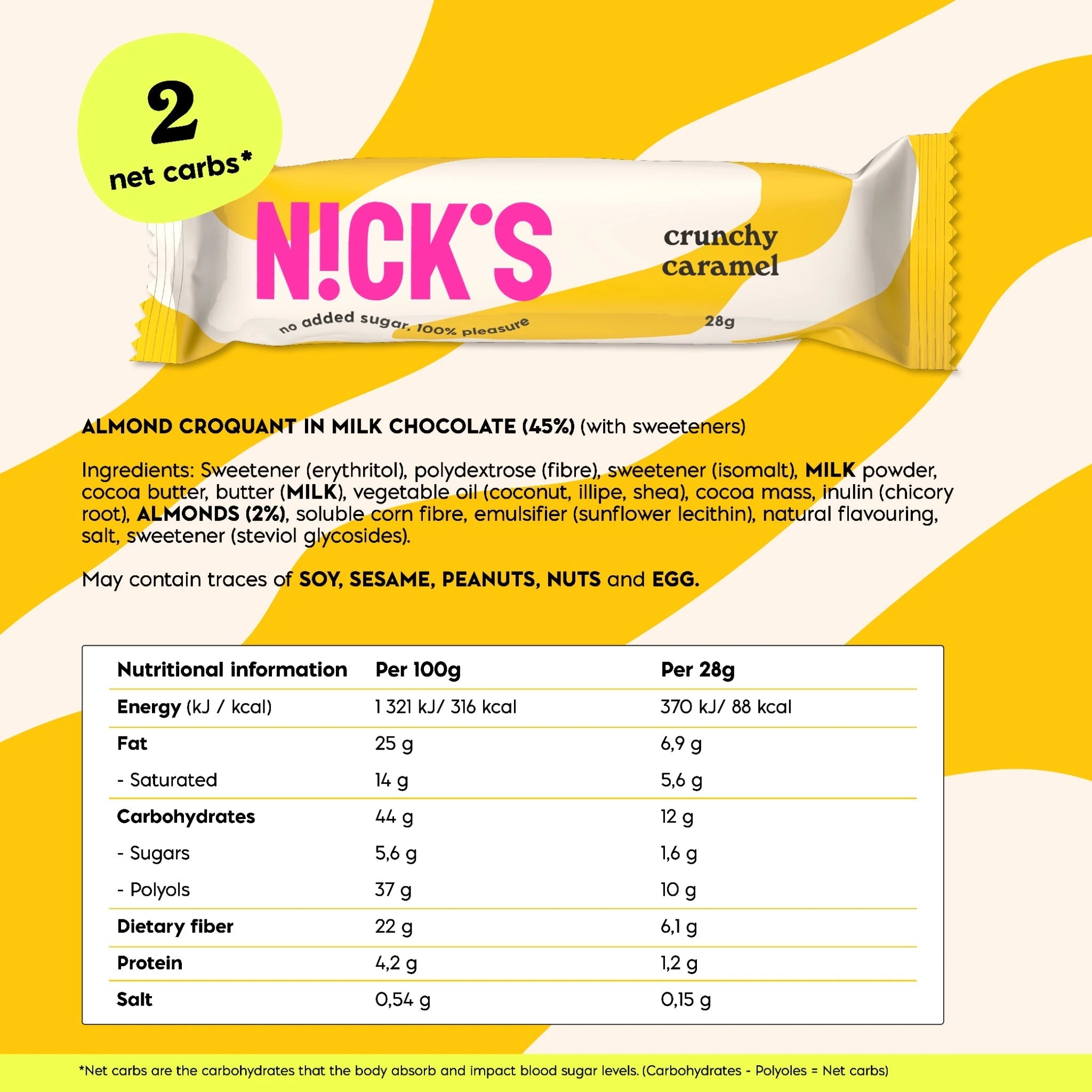 NICK’S Crunchy Caramel Chocolate Bar 28 g