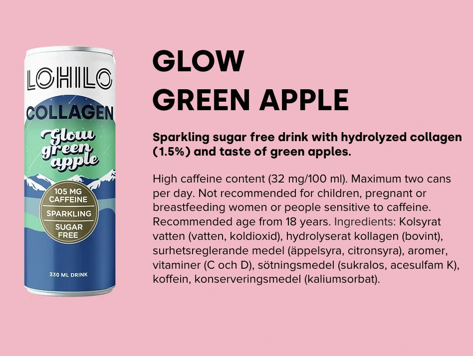 Kollagēna dzēriens "Glow Green Apple" 330ml