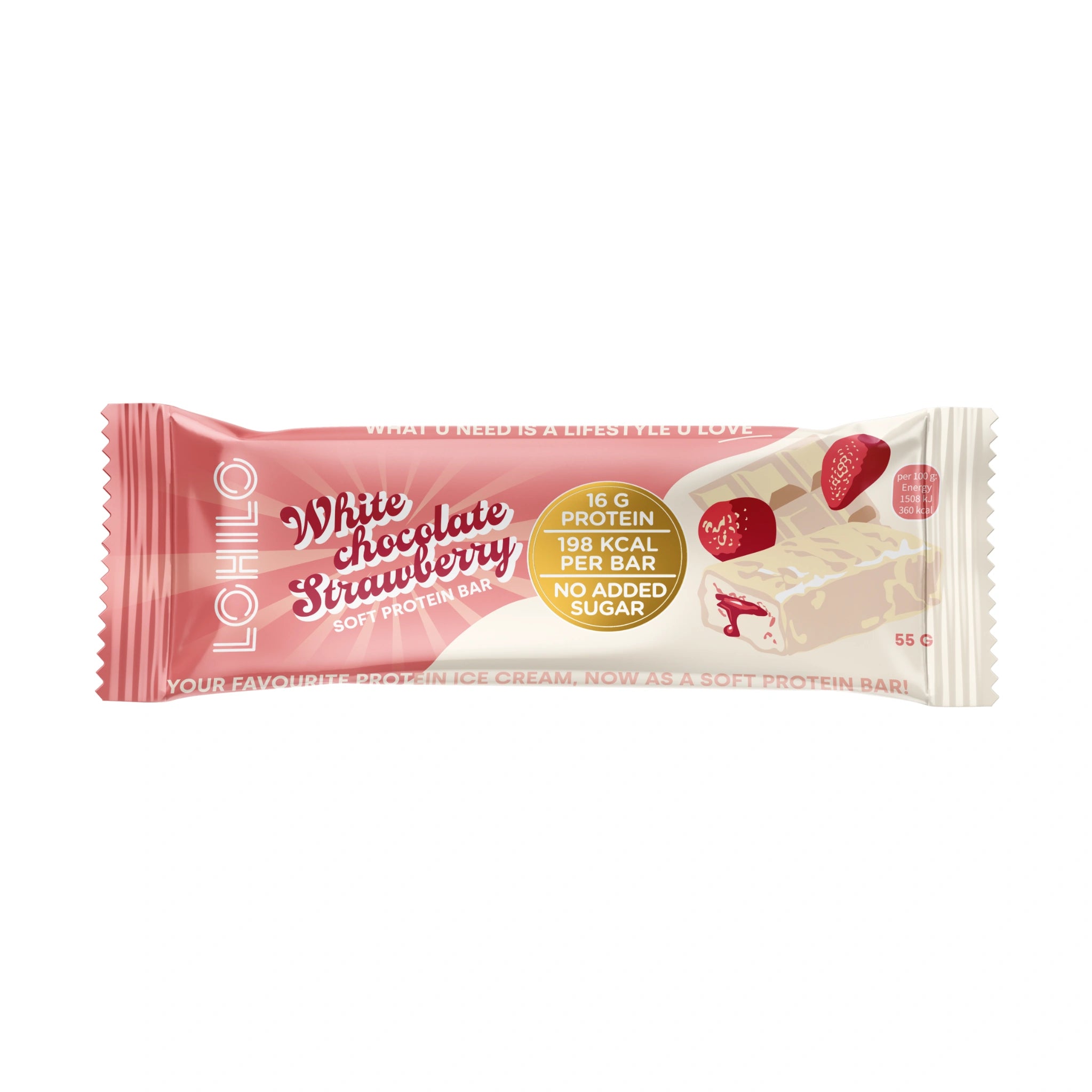 LOHILO White Chocolate Strawberry Protein Bar 55 g