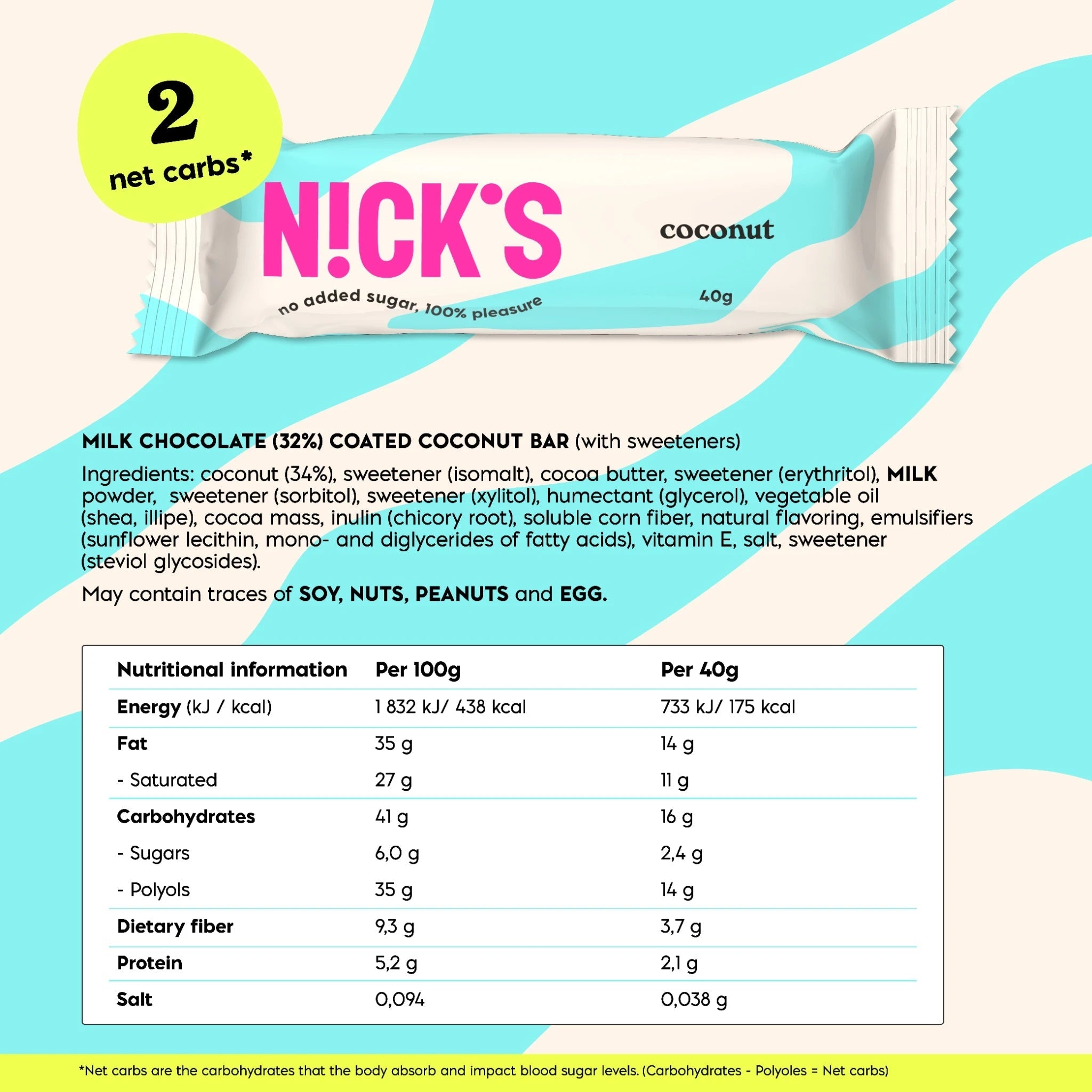 NICK’S Coconut Chocolate Bar 40 g