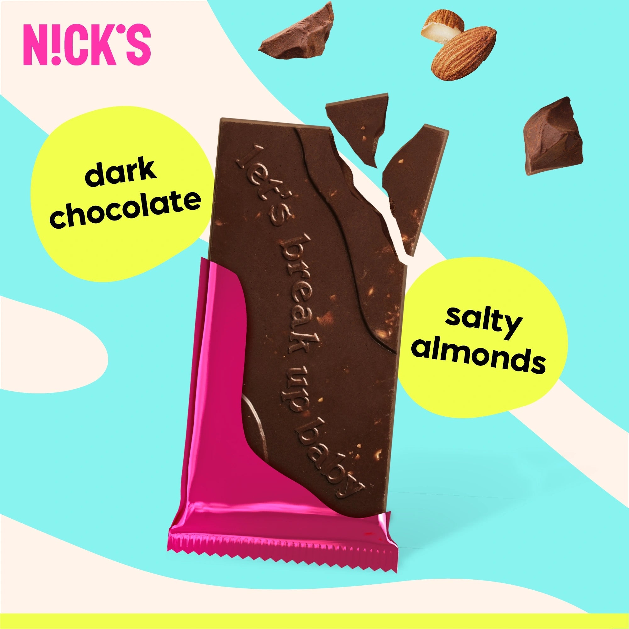 NICK’S Almond Sea Salt Dark Chocolate Bar 75 g
