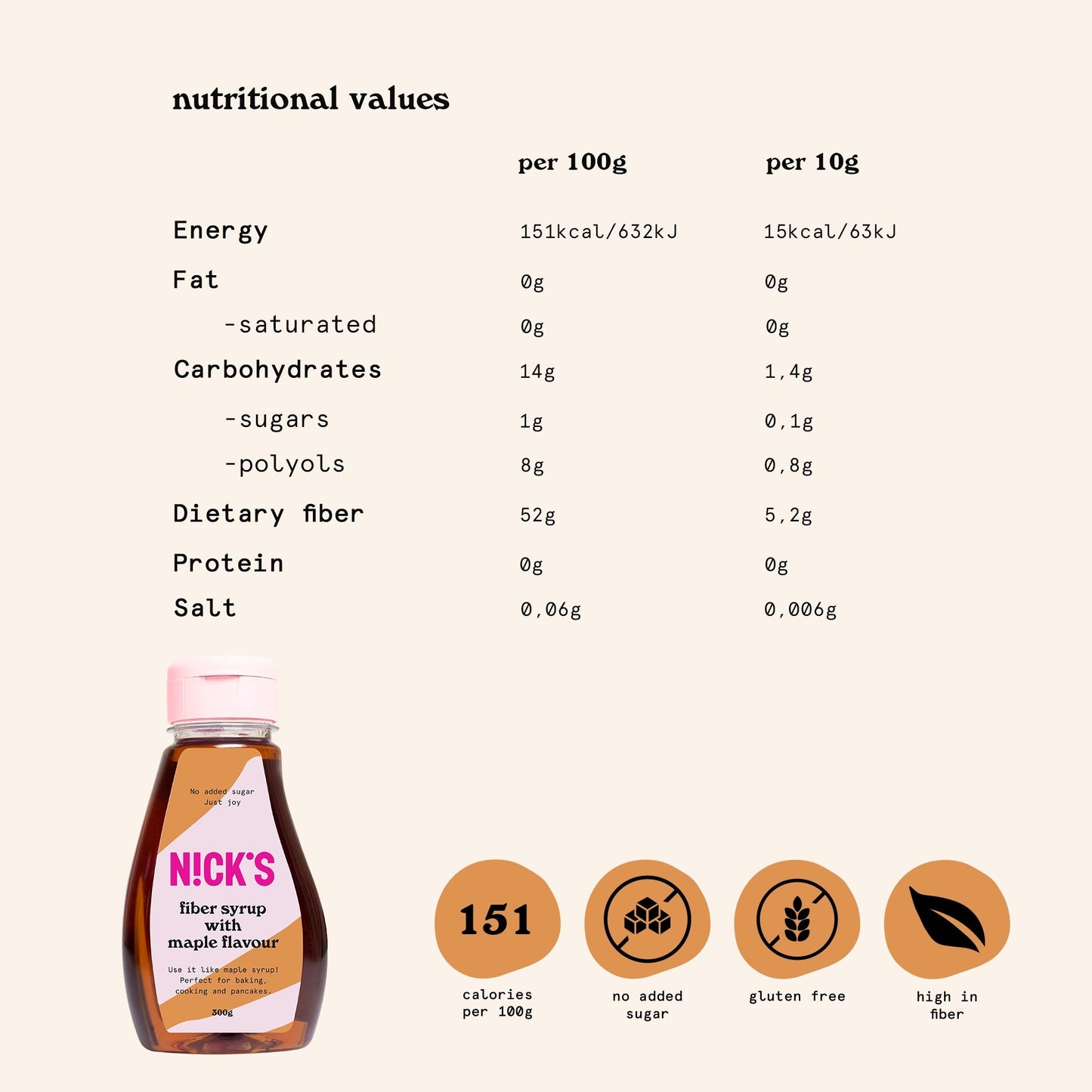 NICK'S-Kiudaine siirup ''maple'' - njom.ee